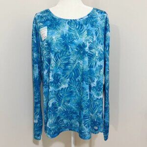 Reel Legends Freeline Long Sleeve Top Underwater Jungle Blue Green Size 3X NWT